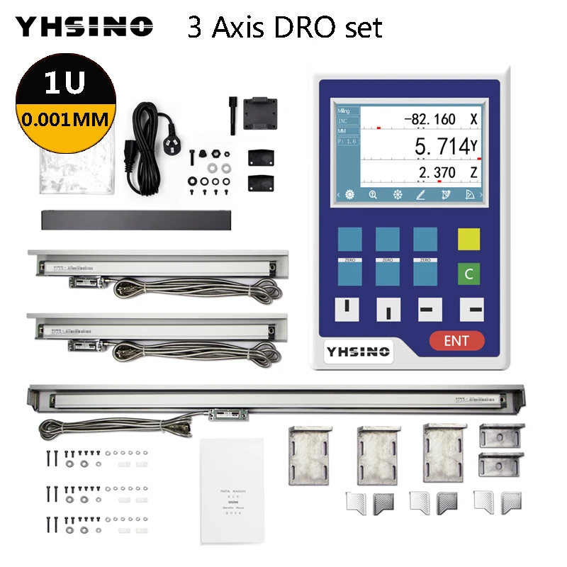 

0.001mm Mini Multifunction DRO Kit YH800-3A Digital Readout 3PCS Linear Encoder Sesnors TTL YHSINO For Lathe Mill CNC Machines