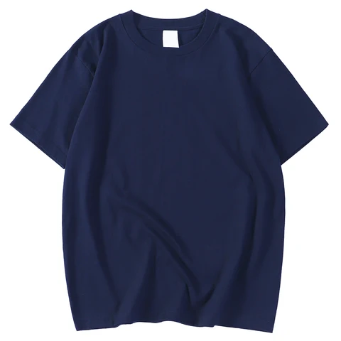 Темно-синяя однотонная одежда, мужские футболки, Высококачественная новая футболка, летние повседневные хлопковые топы, воздухопроницаемая футболка в стиле хип-хоп