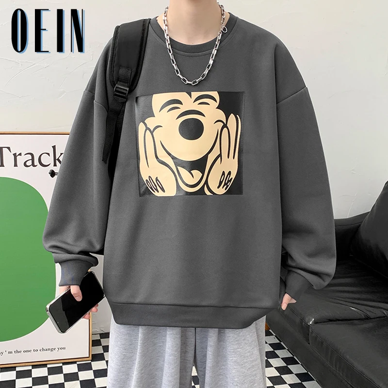

Мужские толстовки с мультипликационным графическим принтом, повседневные мешковатые свитшоты с длинным рукавом, пуловеры в стиле хип-хоп б...