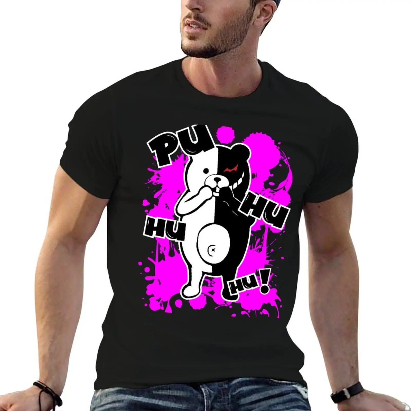 Фото Футболка Monokuma Danganronpa - Puhuhuhu с графическим принтом и короткими рукавами №1