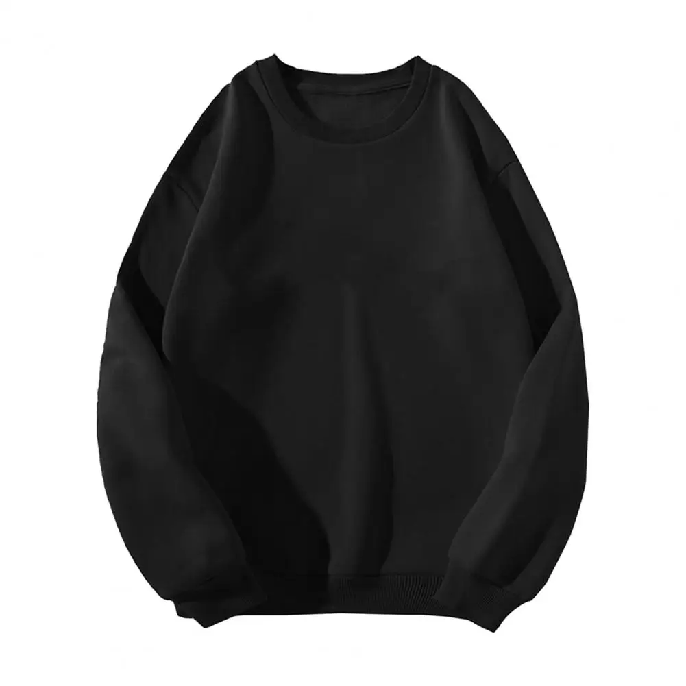 

Round Neck Sweatshirt Stylish Men's Fleece-lined Pullover Sweatshirt Cozy Winter Streetwear with Loose Fit O-neck Design Fleece