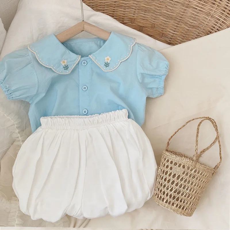 Criscky Summer New Toddler Baby Boys Girrls Clothes Sets Flower Printed Short Sleeve Tops + Kid Cotton Casual Shorts 2pcs Set