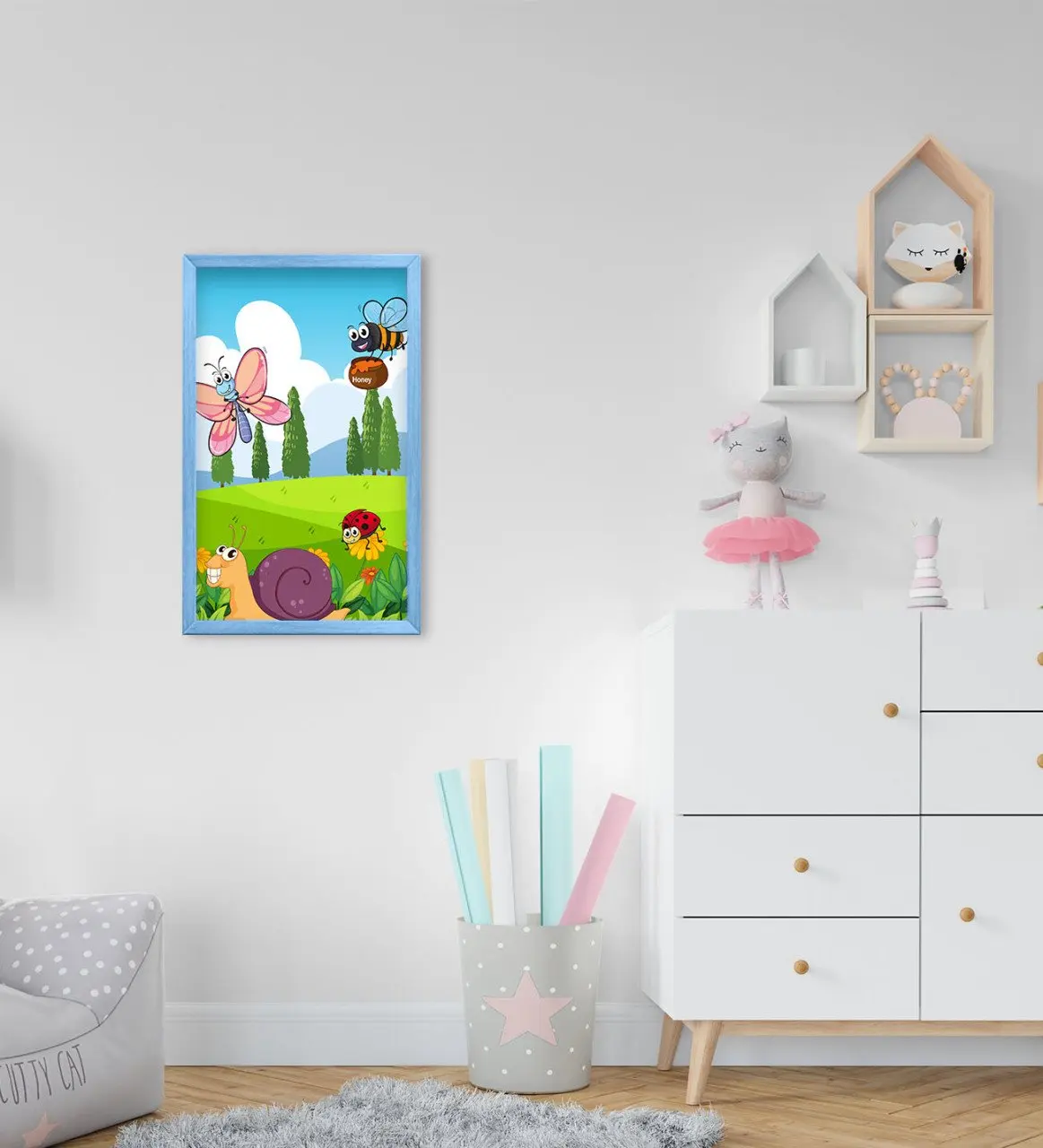 

BK домашняя красивая обувь Животные дизайн декоративные синий деревянной рамке в детской комнате Tablo-3