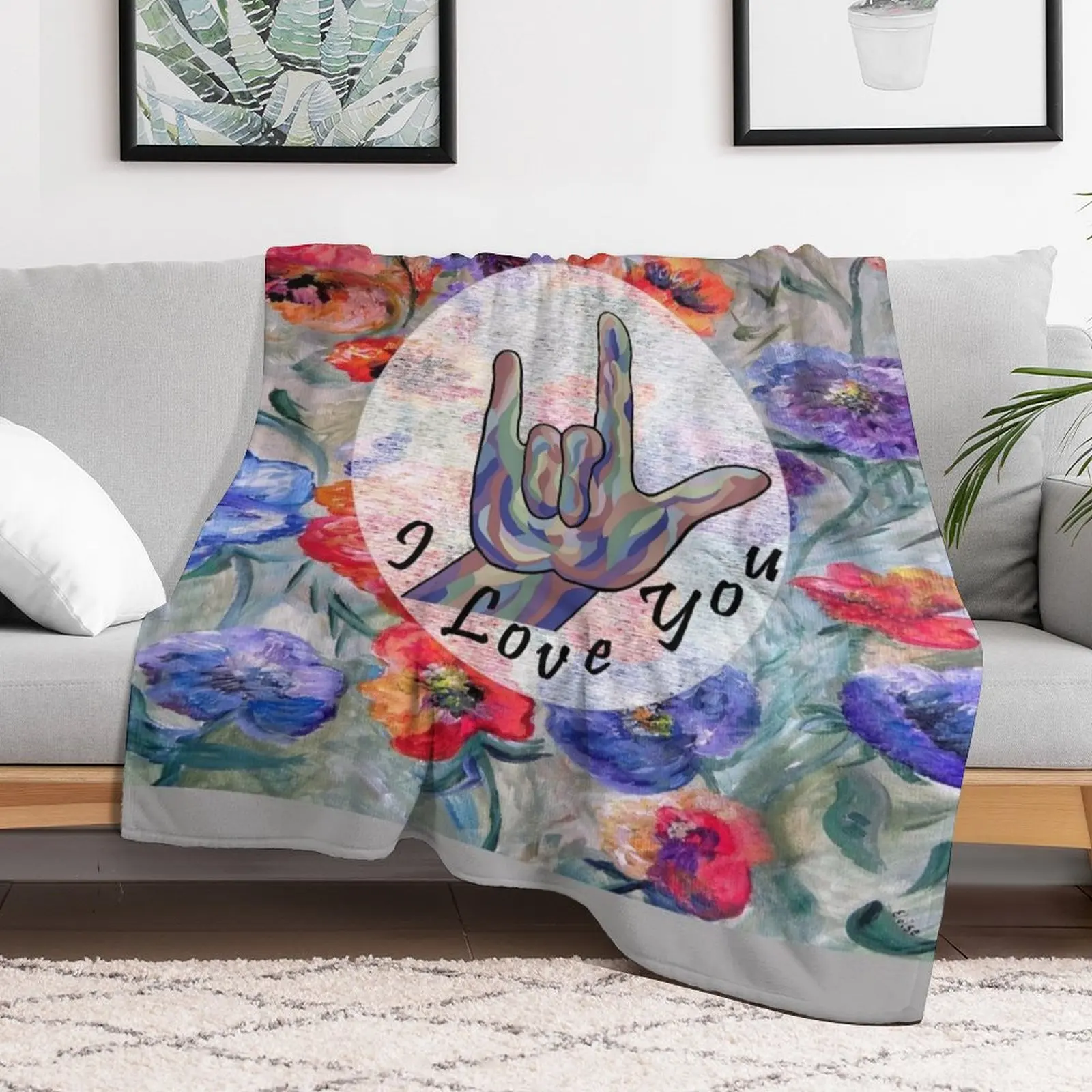 Одеяло ASL с цветами и я люблю тебя плед рождественские украшения на диване одеяла