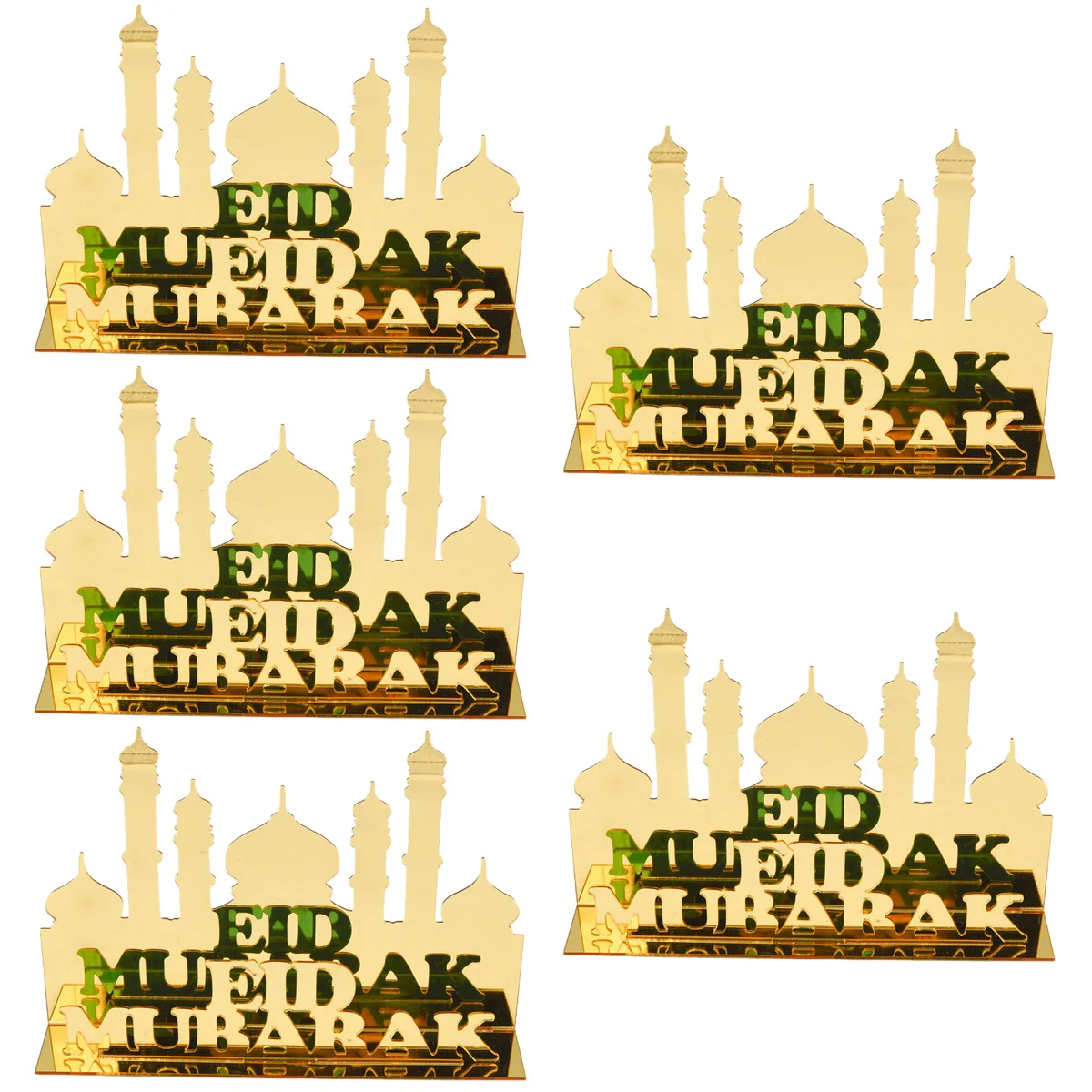 

5pcs Eid Ramadan Ornament Festivals Scene Layout Prop Hollow Acrylic Sign Decoration