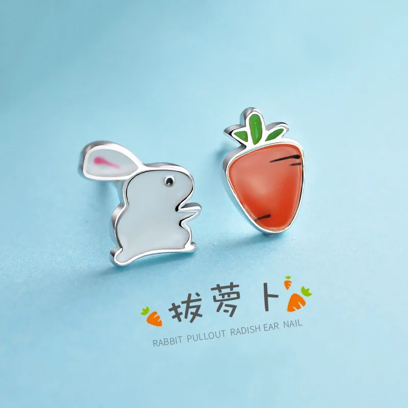 Корейские серьги-гвоздики в виде милых звезд и кроличьих ушей для женщин девушек