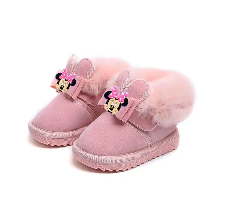 

Disney Minnie Baby Girls Snow Boots Winter Children Bow Princess Shoes Waterproof Kids Martin Boots Non-slip Soft Bottom Shoes