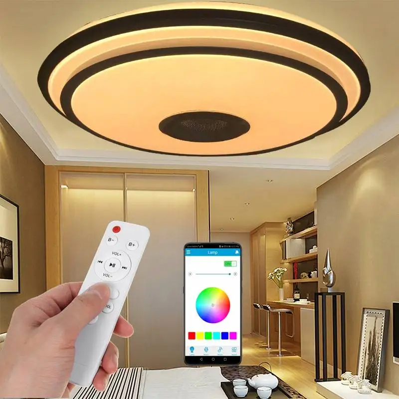 

RGB Dimmable Music Ceiling Lamps Remote&APP Control Home Decor Lights AC85-265V bluetooth Speaker Lighting for Living Room