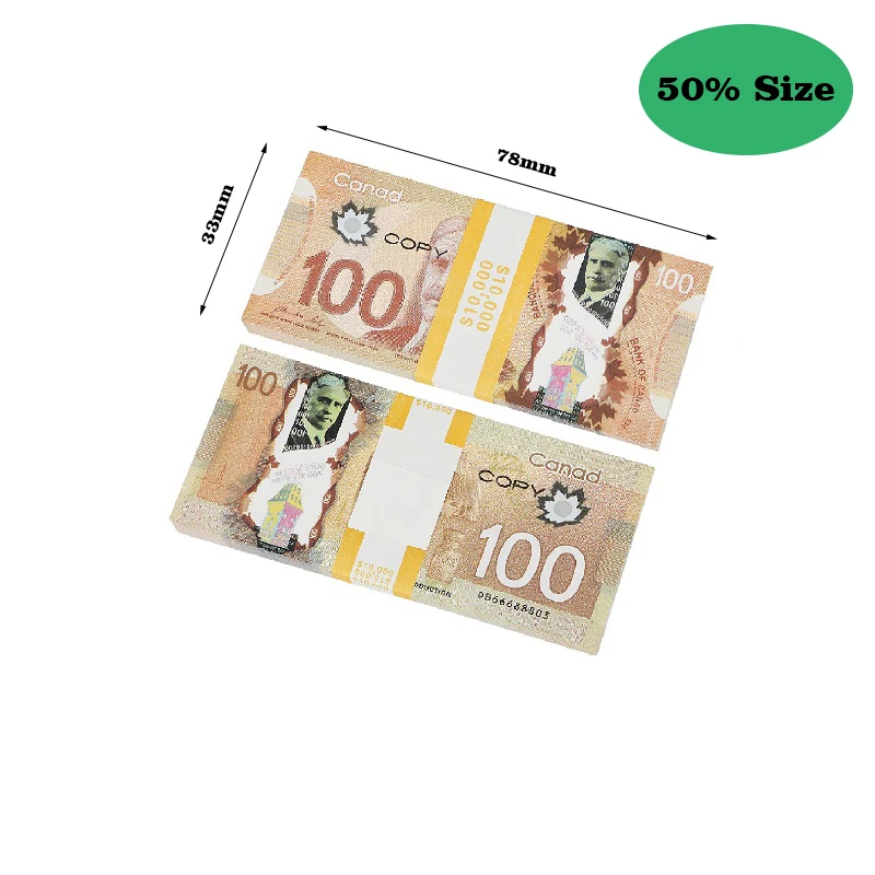 

50% Size Prop Cad Game Money 5/10/20/50/100 Copy CANADIAN DOLLAR CANADA BANKNOTES FAKE NOTES MOVIE PROPS