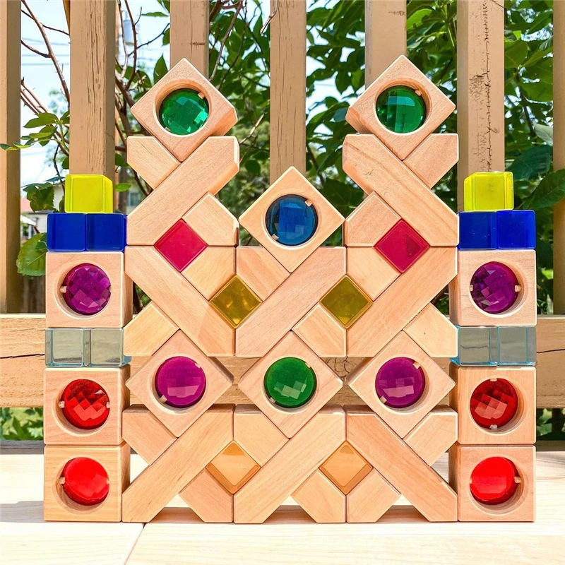 Acrylic Cubes Blocks Gem Kids Learning Color Light &amp Shadow Transmission Stacking Toys Baby Montessori Educational | Игрушки и хобби