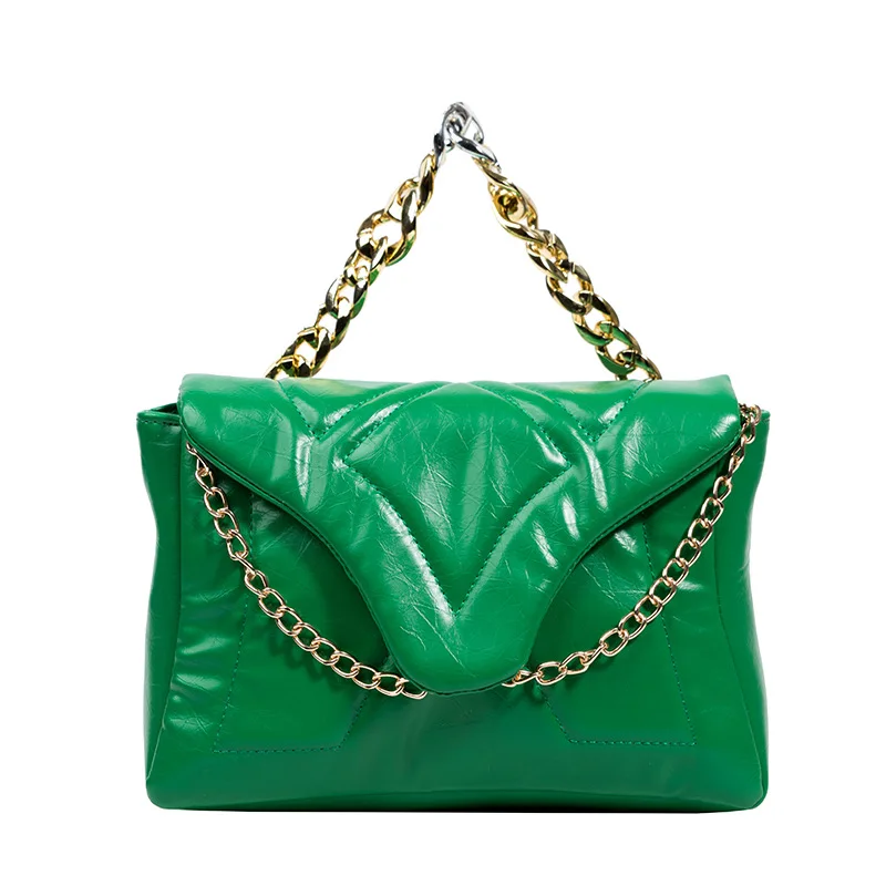 

58668 Thick Chain Portable Small Square Bag for Women 2022 New Fashion Shoulder Magnetic Snap Women's Messenger Bag