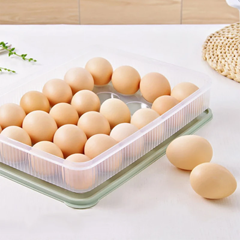 

24 Grid Egg Box Kitchen Egg Storage Box Portable Plastic Eggs Holder Stackable Freezer Storage Organizers Egg Storage Container