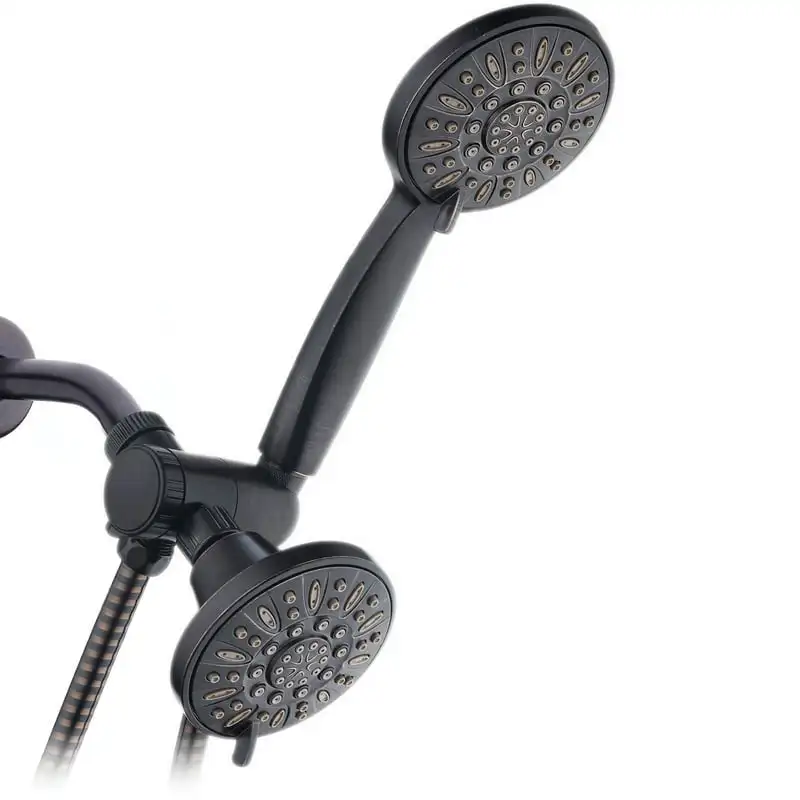 

High-Pressure 48-Setting Luxury 3-Way Dual Shower Head Combo with Extra-long 6 Foot Hose & Pause Mode, Oil Rubbed Bronze