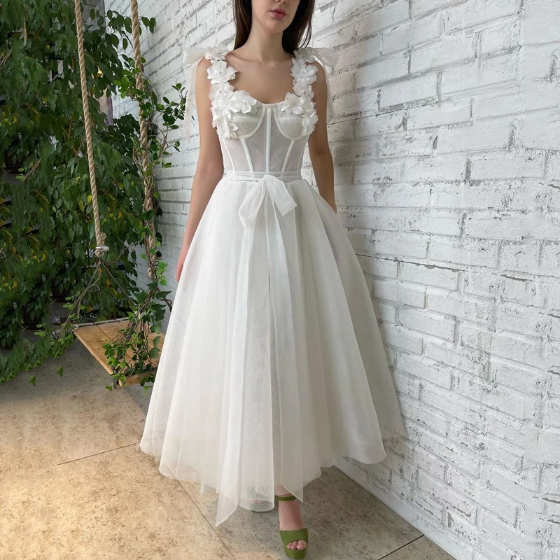 

Thinyfull сексуальные платья для выпускного вечера, белое вечернее платье с 3D цветами, праздничное платье, ТРАПЕЦИЕВИДНОЕ коктейльное платье зн...