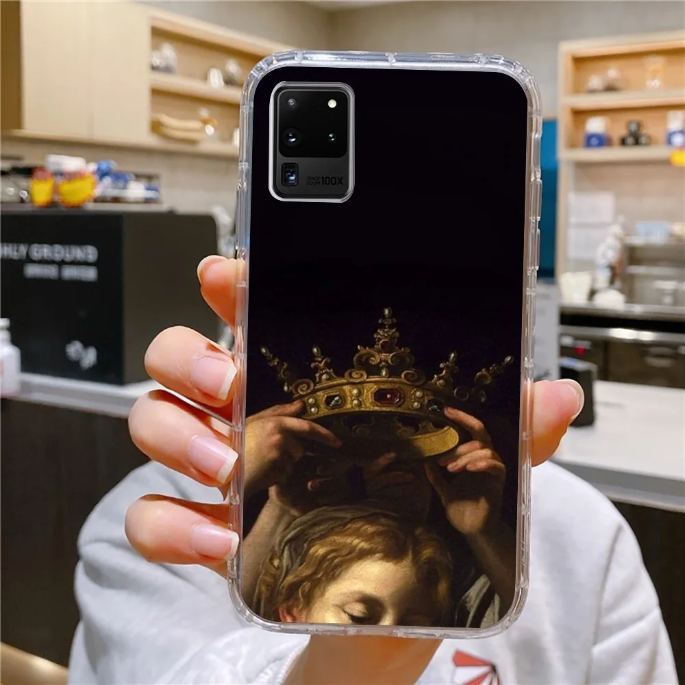 Oil Painting Art M-Mona L-Lisa Or Phone Case For Samsung Galaxy A52 A12 A51 Edge S22ULTRA S23 LITE Plus Ultra Transparent Cover