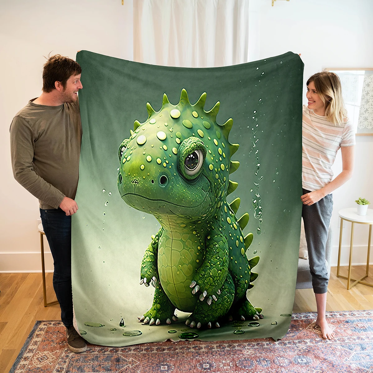 

Green Dinosaur Flannel Throw Blanket Cartoon Cute Dinosaur Blanket for Sofa Couch Car Decor Spring Autumn Dinosaur Lover Gift