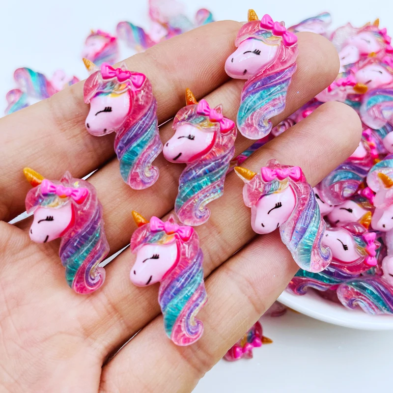 

10 шт. новый милый смоляный мультяшный единорог с плоской задней частью кабошон для скрапбукинга Kawaii DIY ювелирные изделия очаровательные украшения аксессуары A86