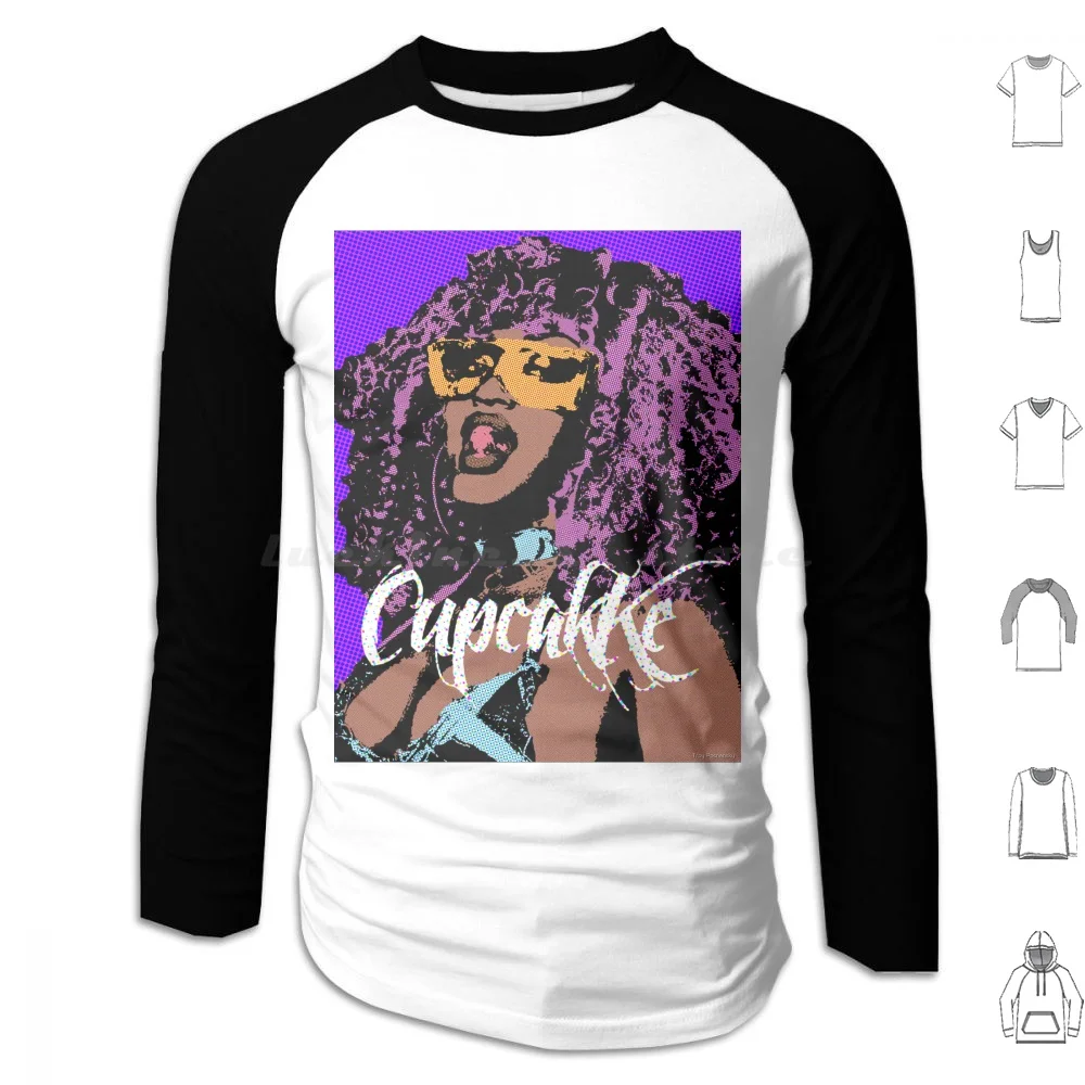 Худи Cupcakke в стиле поп-арт с длинным рукавом капкейк рэп хип-хоп музыка Забавный