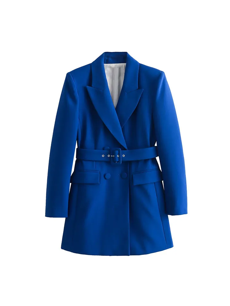 

Женский Длинный блейзер с поясом PB & ZA, модное винтажное пальто на пуговицах с длинным рукавом, универсальная повседневная женская верхняя одежда, шикарный