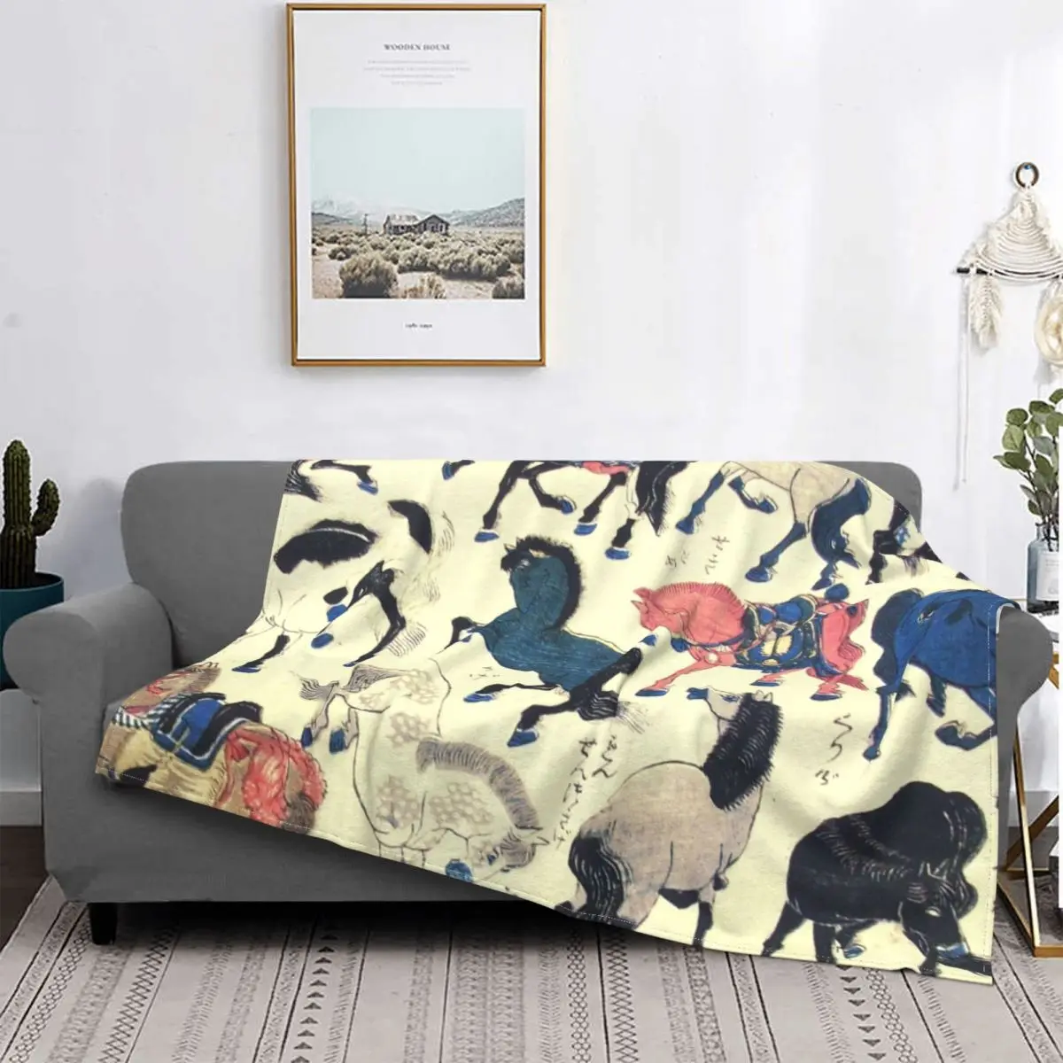 

ASIAN HORSES Japanese Study Blankets Fleece Lightweight Throw Blankets Sofa Throw Blanket for Couch Bedding Outdoor Throws Quilt
