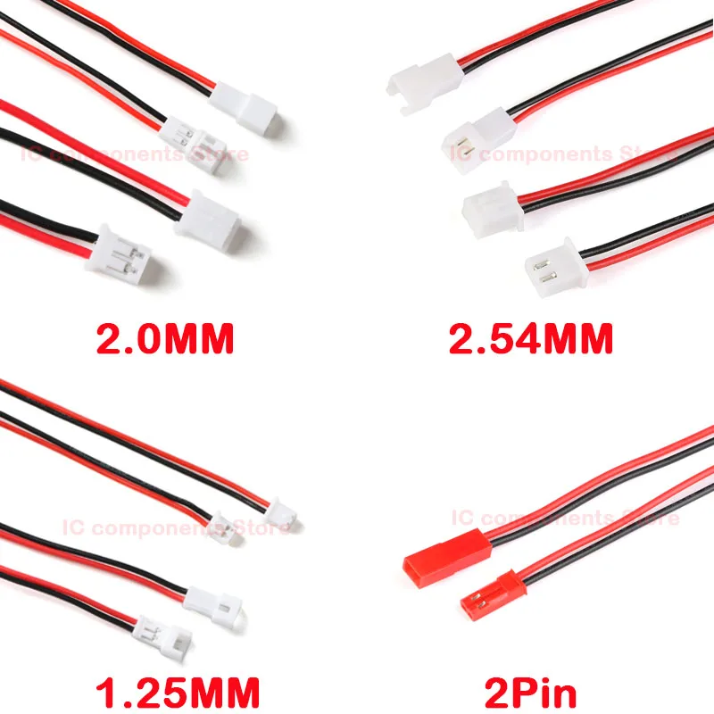 2 пары Micro JST 1 25 мм/PH 0 мм/XH шаг 54 мм 2-контактный разъем па-мама проволочные кабели 25/2