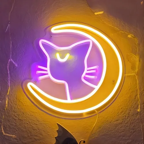 

Персонализированная неоновая вывеска Cat Moon
