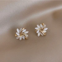 elegant and exquisite opal petal circle stud earrings for woman 2022 new classic jewelry luxury party girls unusual earrings