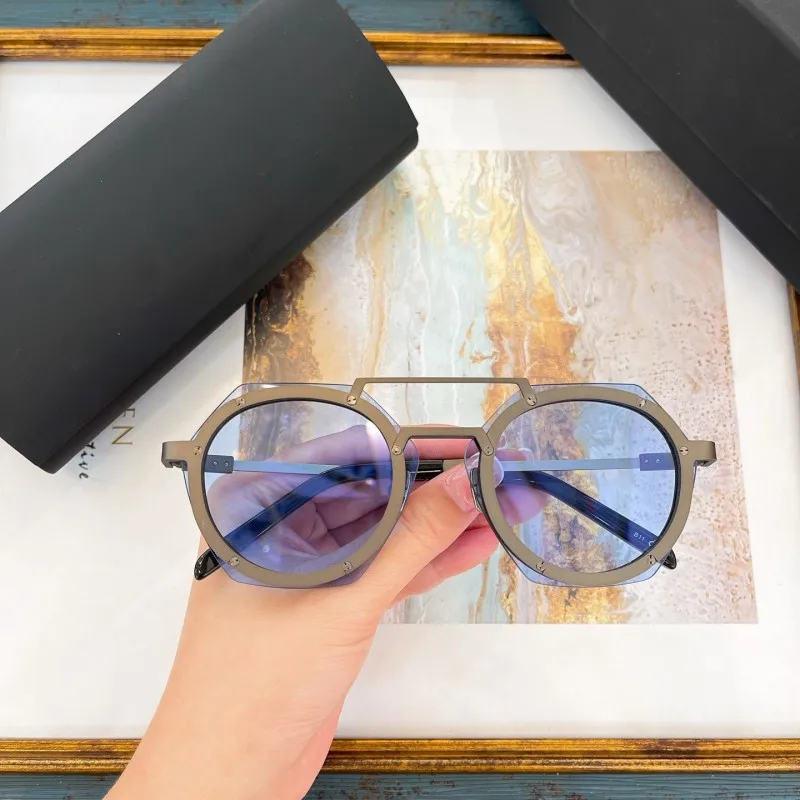 Oval H006 Sunglasses Metal Frame Cut Irregular Lenses Men and Women Fashion Trend Street Glasses 2022 New Luxury Brand Unisex