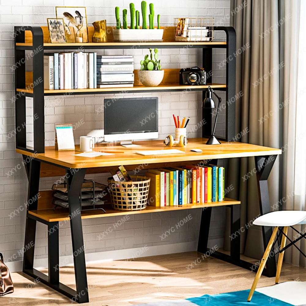 

Countertop Antirust With The Computer Table Large Waterproof Desk Multi Bookshelf Function Desktop High Load-Bearing Capacity