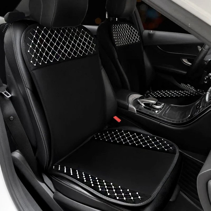 Car Seat Cover Crystal Pearl Auto Seat Cushion Interior Accessories Universal Front Back Seats Covers Bling Car Styling Women Car Seat Cover Crystal Pearl Auto Seat Cushion Interior Accessories Universal Front Back Seats Covers Bling Car Styling Women