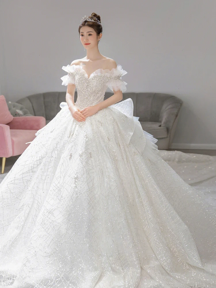2024 роскошное свадебное платье с открытыми плечами аппликацией для беременных