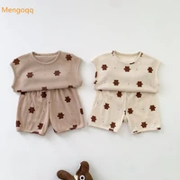 children sleeveless cute printed cotton baby top t shirtsshorts kids boys girls casual fashion outing clothes thin set 2pcs