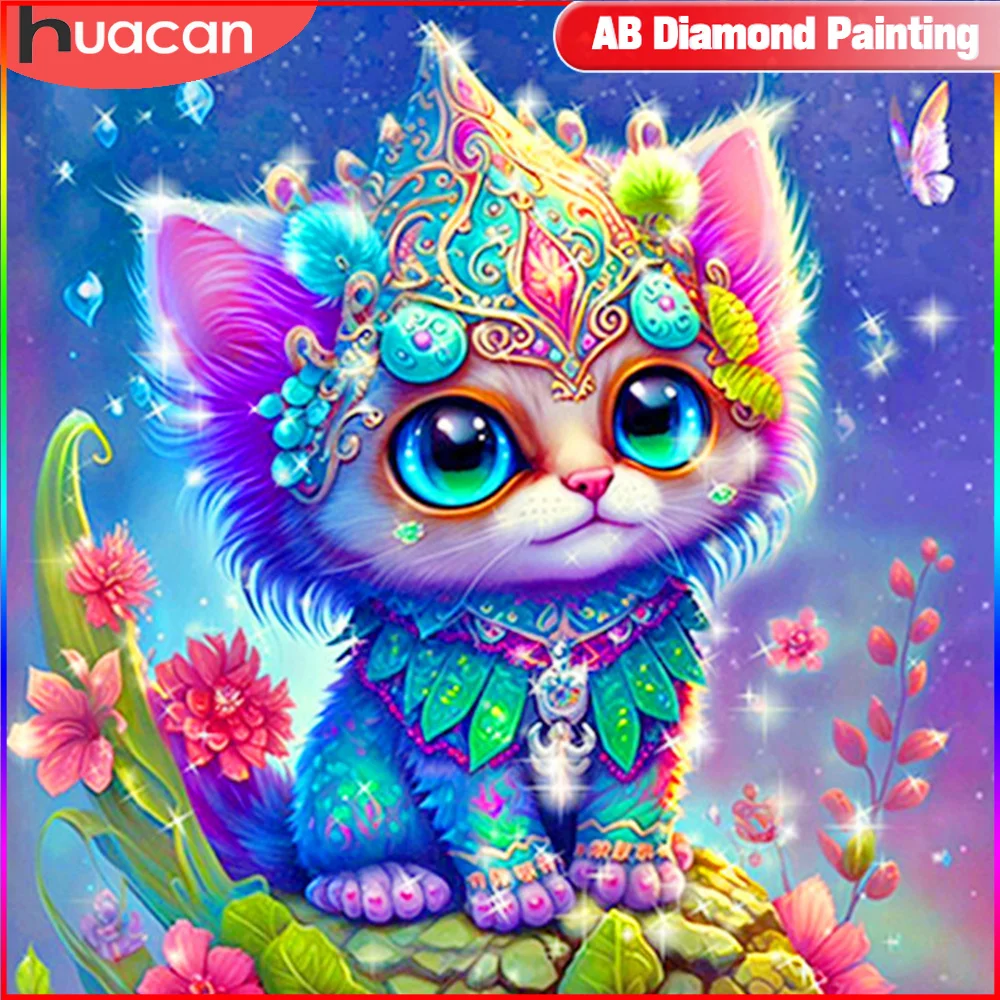 

HUACAN 5D DIY AB кошки Алмазная мозаика новинки животные алмазная вышивка распродажа мультфильм хобби и творчество декор для дома