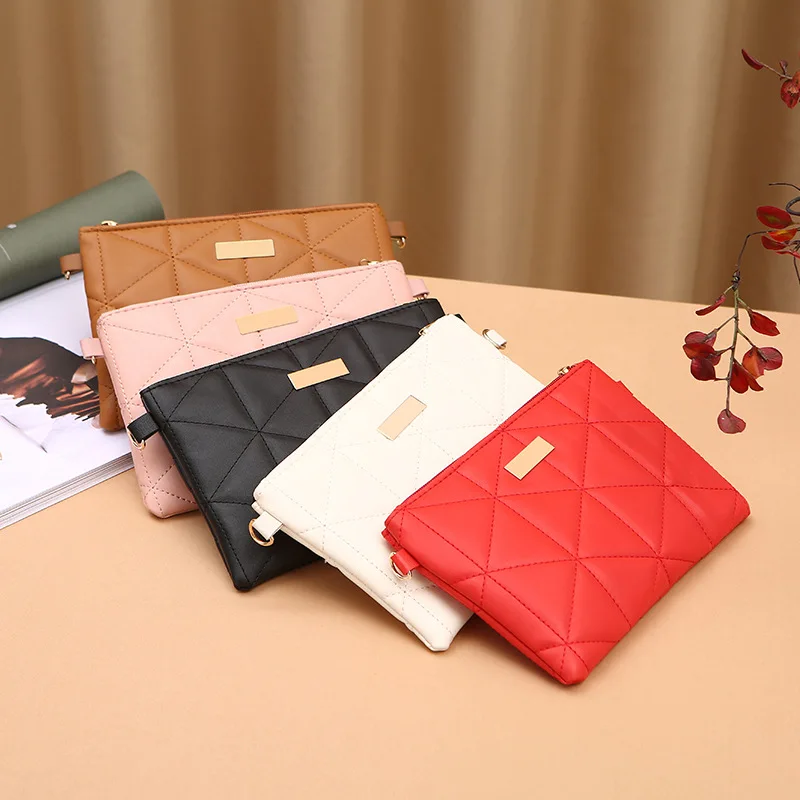 

Vintage Lingge Ladies Design Chains Small Square Bags Fashion Simple Pu Leather Solid Color Messenger Phone Bags for Women