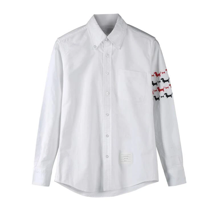 TB Fashion Puppy Embroidery Shirts Men Long Sleeve Tops Shirts Women Couple Unisex Plus Size Womens Classic Students Leisure
