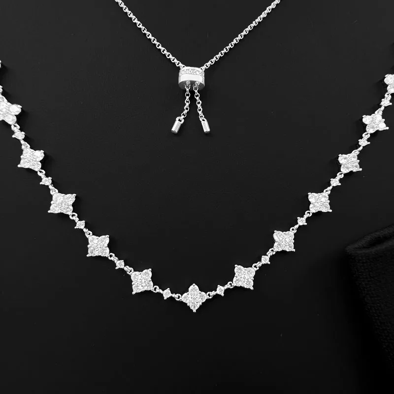 

March New 925 Sterling Silver Shining Star Necklace Women's Fashion Popular Fine Vintage Luxury Brand Monaco Jewelry Party Gift