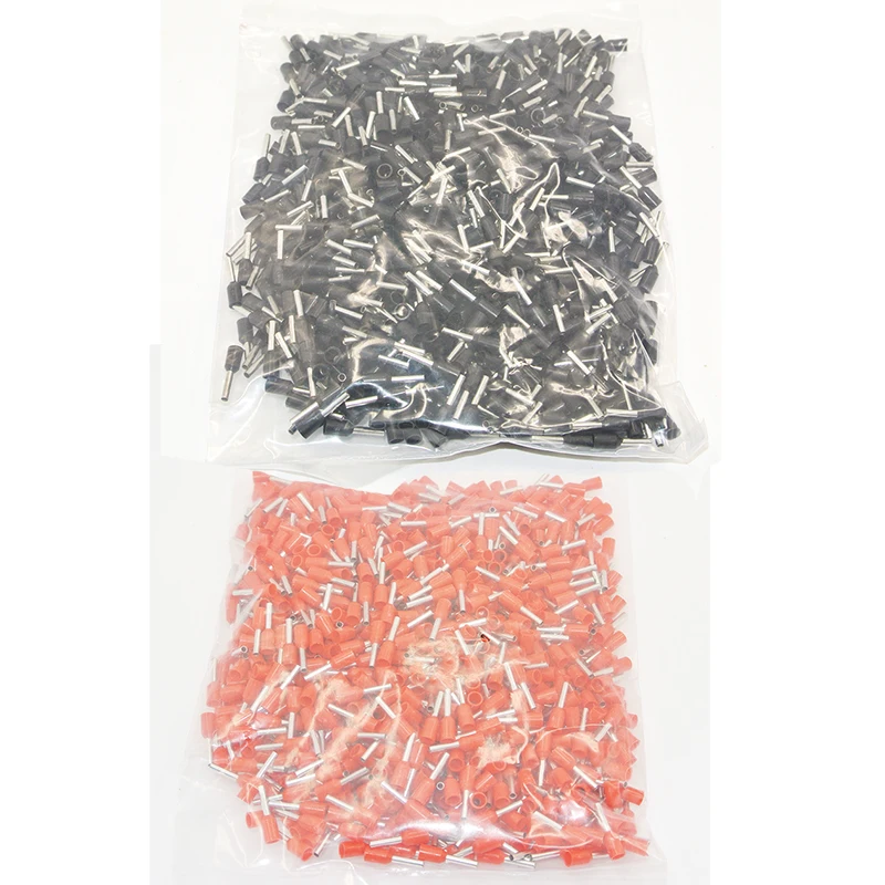 2000 шт. E1510 черный красный 16AWG 1, 5 мм2 изолированная концевая клемма обжимной соединитель изолированная концевая клемма шнура наконечники провода