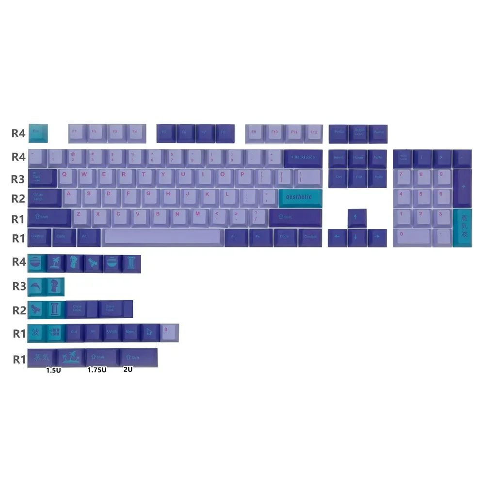 Vaporwave Keycap PBT горячая сублимационная вишневая механическая клавиатура с