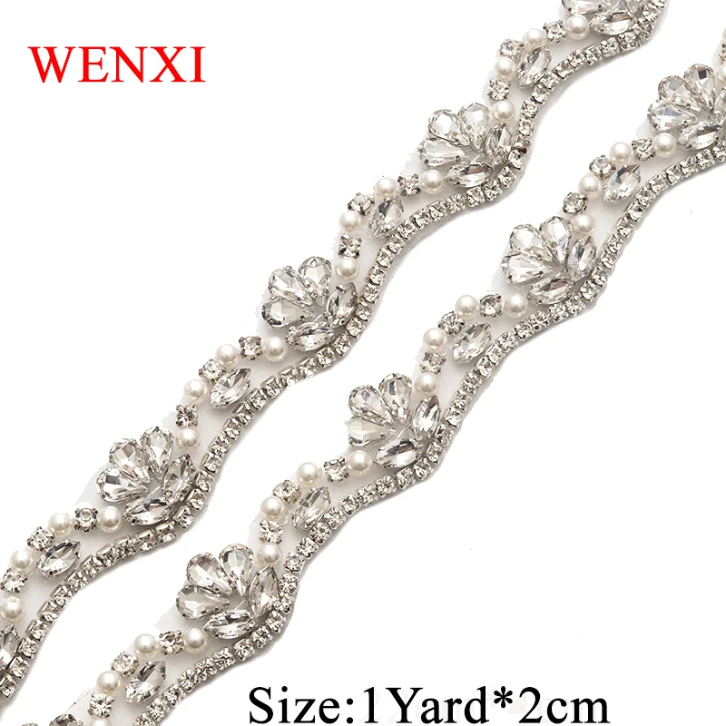 WENXI 5 ярдов Оптовая торговля утюжок на горный хрусталь Аппликация отделка пояс