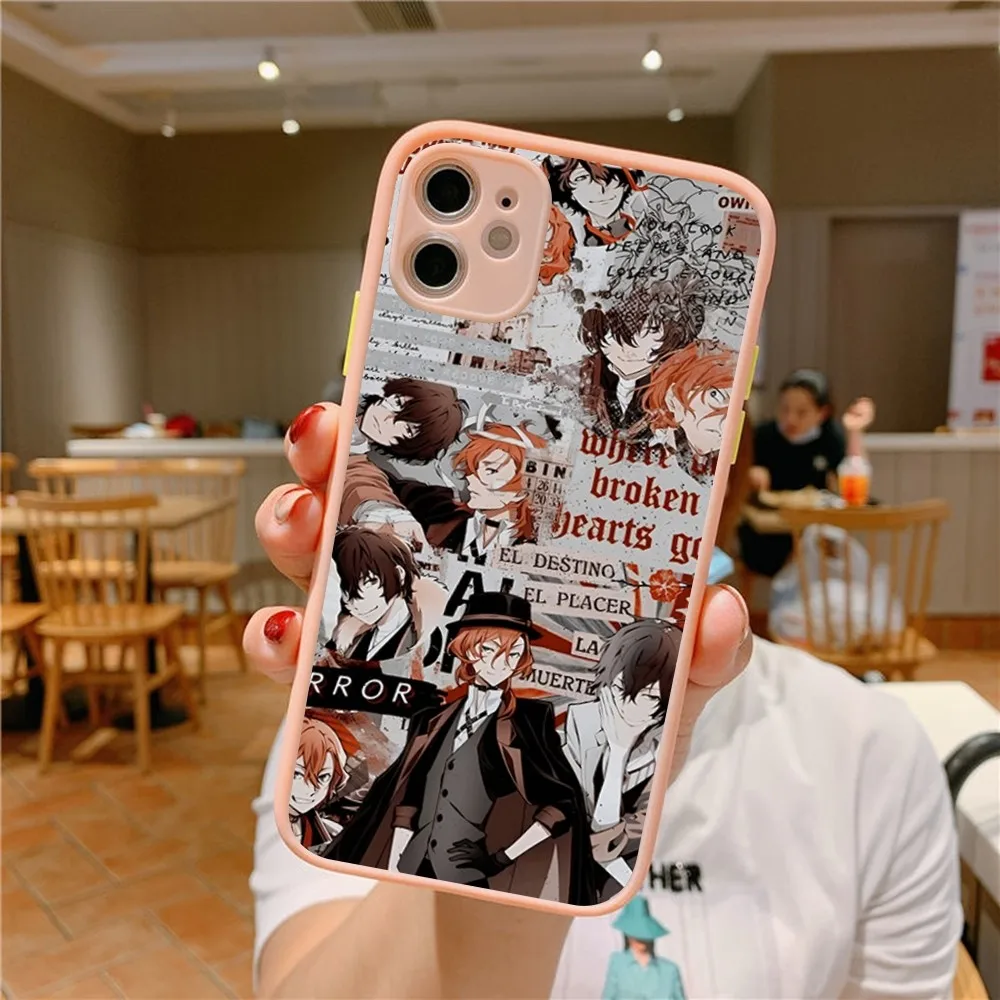 Чехол для телефона Bungou Stray Dogs iPhone 14 11 12 13 Mini Pro Max 8 7 Plus X XR XS MAX полупрозрачный матовый