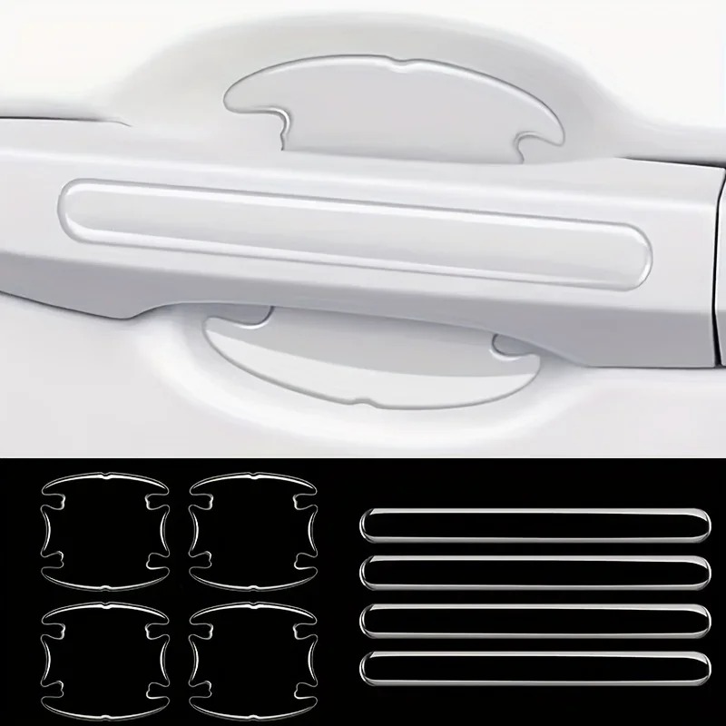 

8 шт. 3D защита от царапин на дверную ручку автомобиля, универсальные защитные наклейки для чаши, водонепроницаемая невидимая краска против царапин