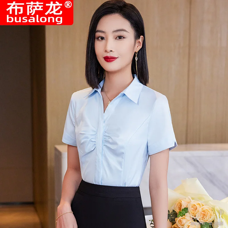 

Summer 2023 Short Sleeve Business Shirt Women's Business Suit Temperament Slim-Fitting Work Clothes Business Formal Wear Workwea