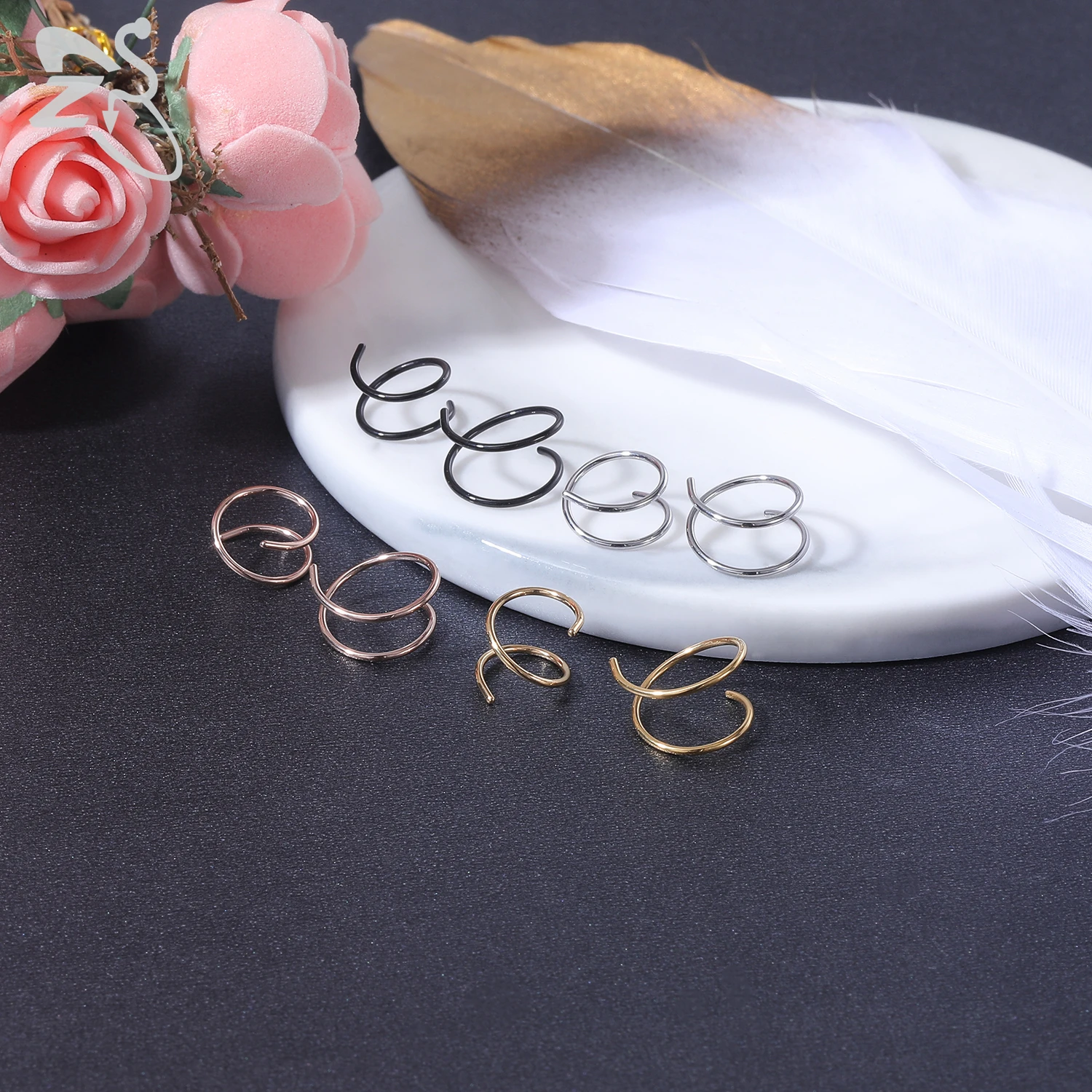 Кольца ZS для носа мужчин и женщин Ювелирное Украшение с двойным слоем ранца