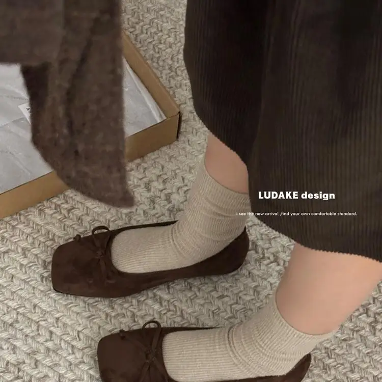 Женская обувь 2024 балетки на плоской подошве с бантом женская осенняя неглубоким