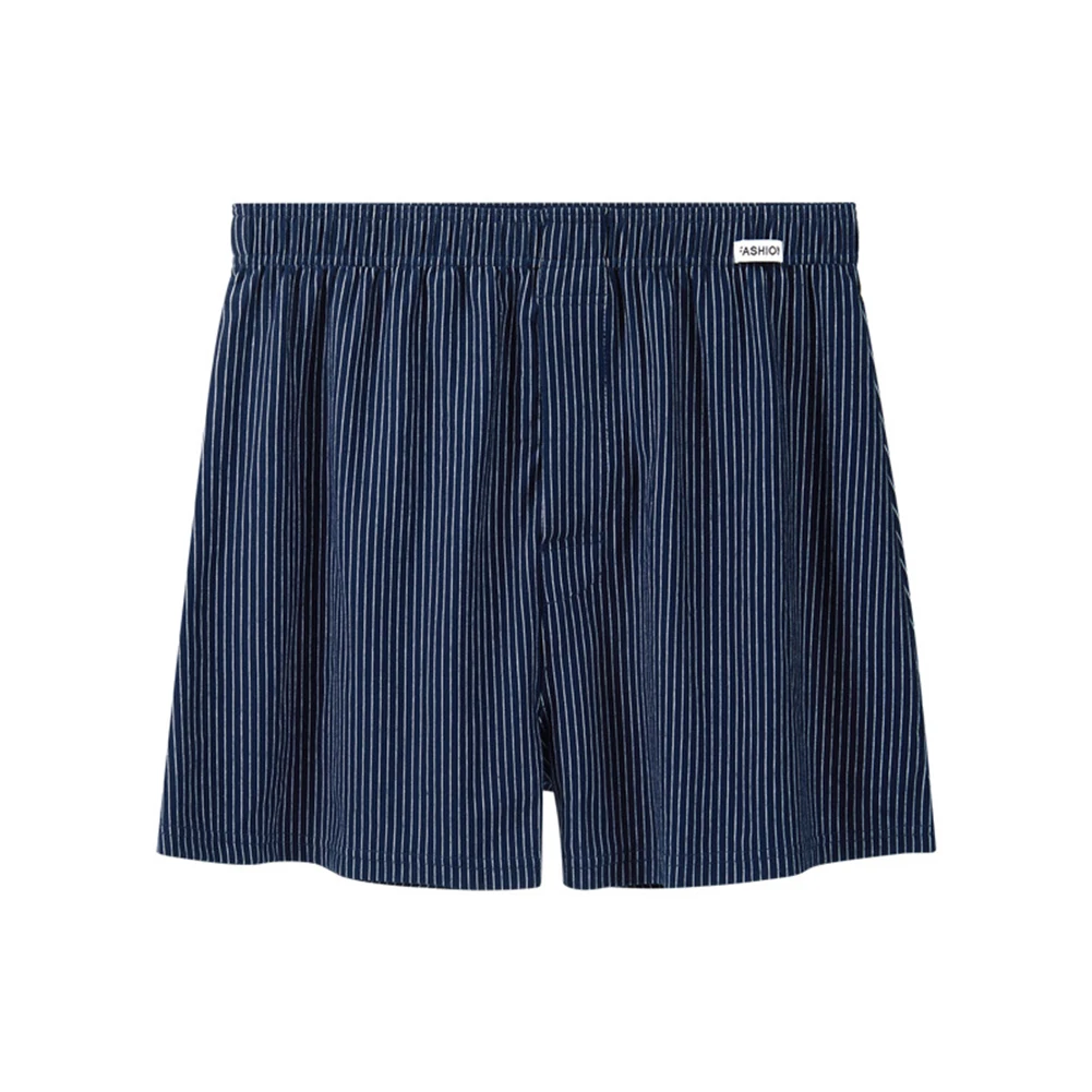 

Summer Men Cotton Underwear Stripe Large Size Boxer Soft Elasticity Briefs Solid Shorts Bulge Underpants Casual Swim Homewear