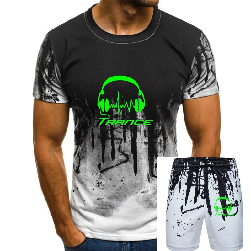

Trance Music Headphones Men T-shirt Cartoon Print Short Sleeve T Shirt Free Shipping