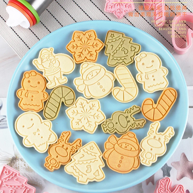 

Christmas Cookie Mold Cute Santa Xmas Tree Snowflake Shaped Cutter Cookie Molds Pastry Baking Tools Christmas Party Decoration