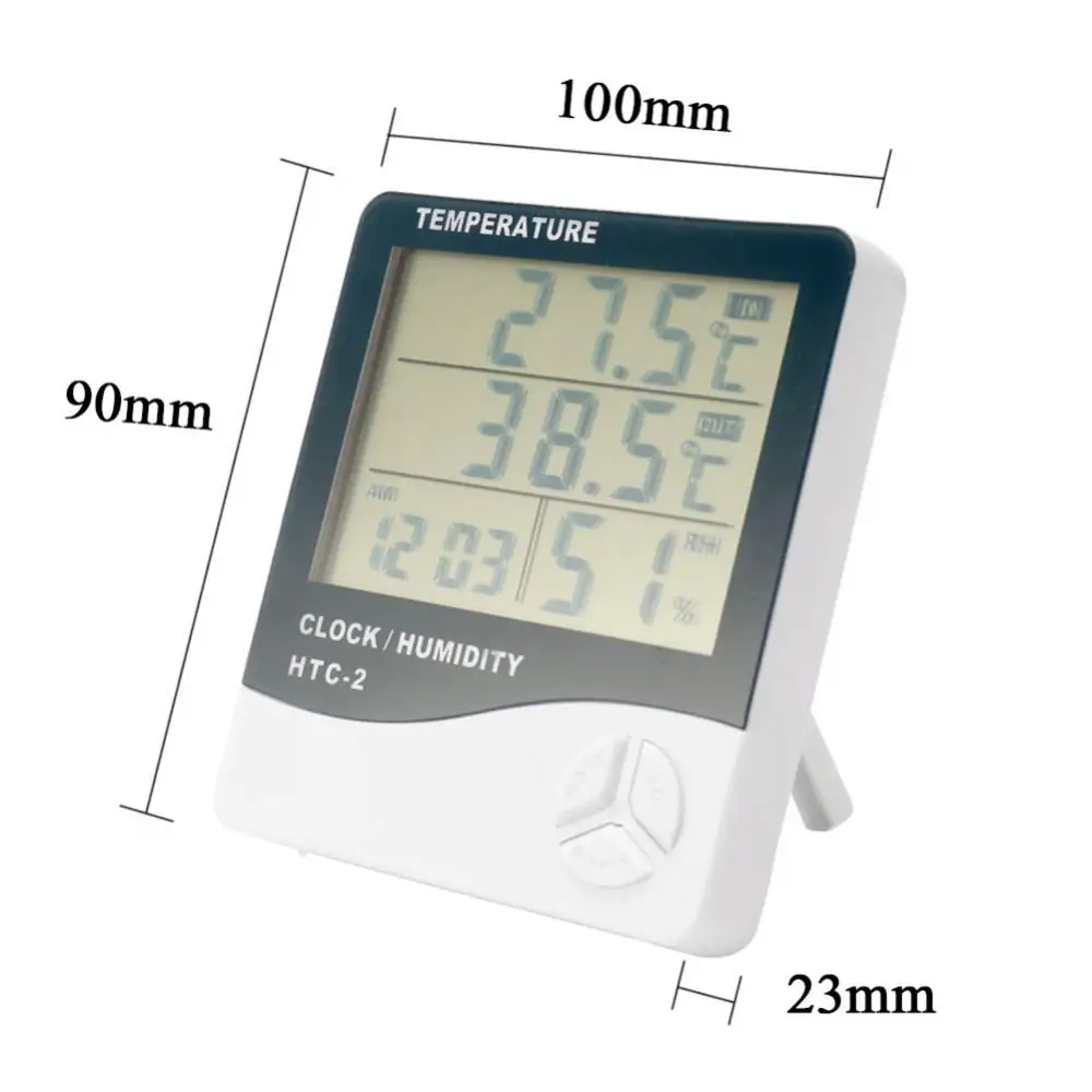 Hot Sale HTC-2 Mini Home Digital Alarm Clock Indoor Outdoor Temperature Humidity Meter images - 6