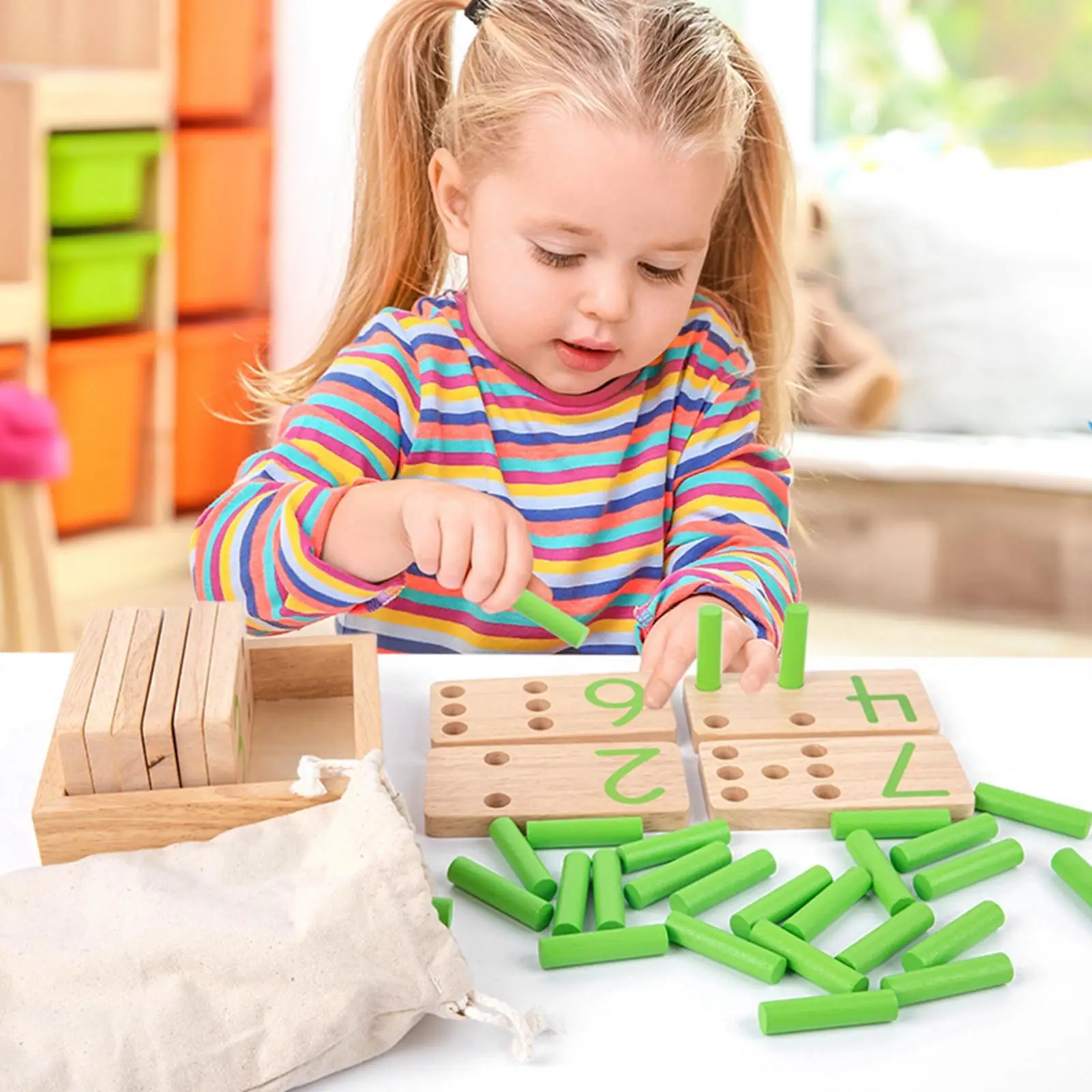 

Wooden Sticks Inserting Blocks Educational Toy Counting Stick for Todders Birthday Gifts