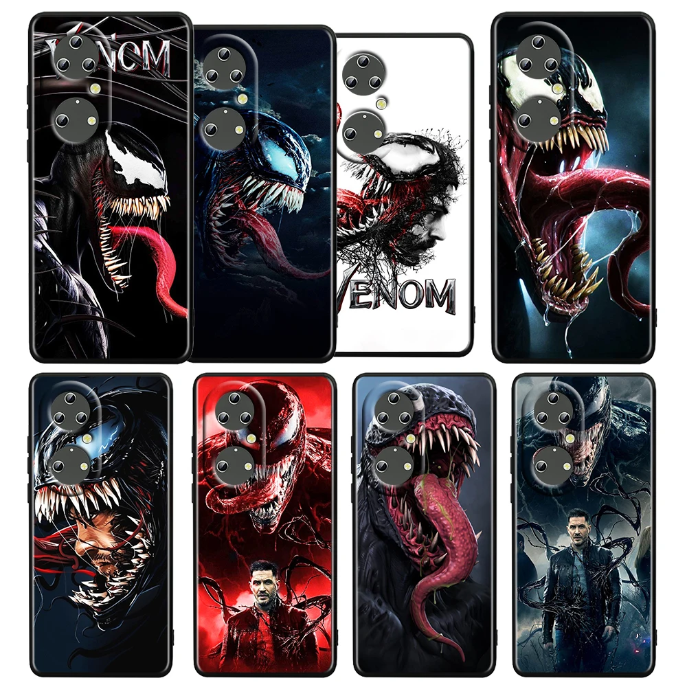 

Venom Marvel Hero For Huawei P50 P20 P30 P40 5G P10 Pro Lite E Plus P9 Lite Mini Silicone Soft TPU Black Phone Case Cover Coque